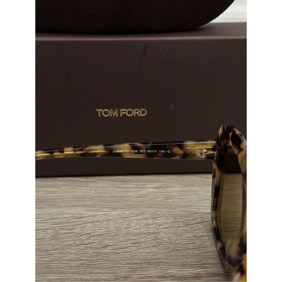 BNIB Tom Ford FT1008 55J Plastic Havana Roviex Cat-Eye Sunglasses Brown $440 main image 6